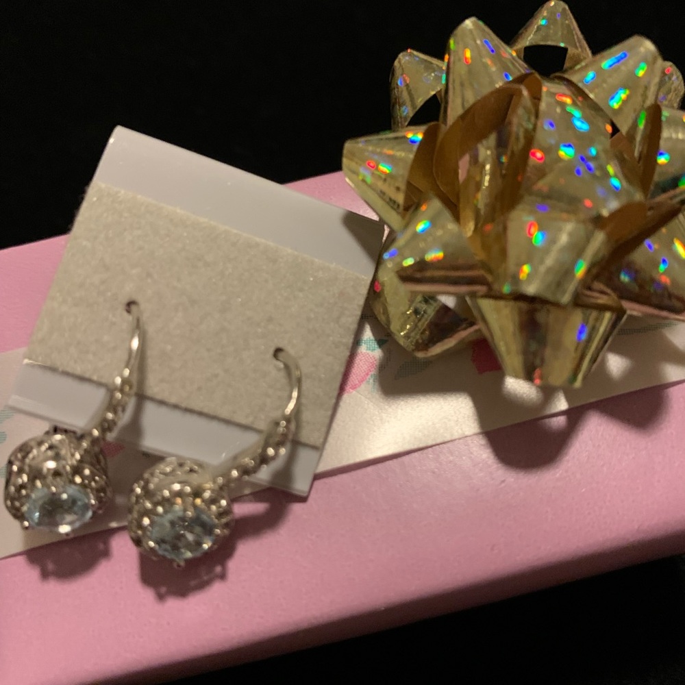Genuine Blue & White Topaz Earrings